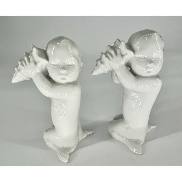 2 Bing & Grondahl B & G Copenhagen #2264 Mermaid Child Conch Shell 4.5" Figurine - Picture 7 of 7